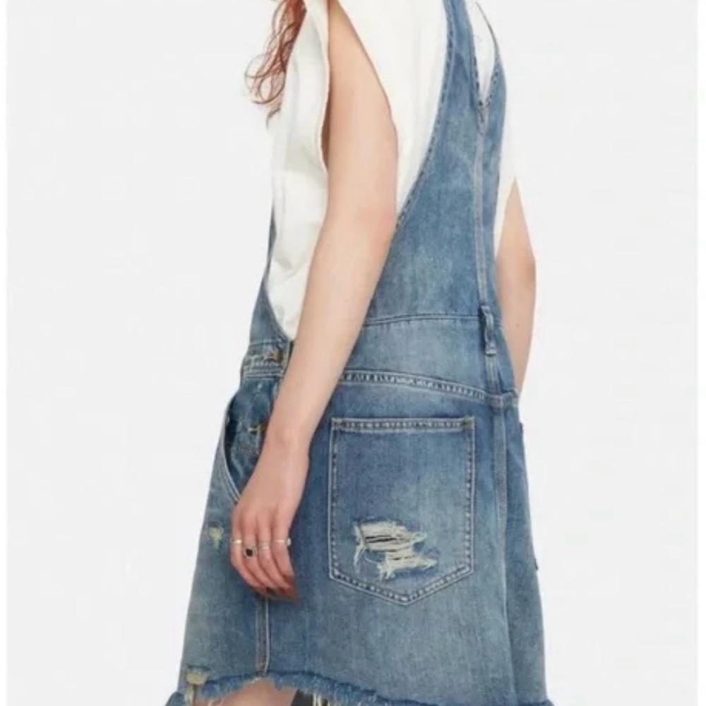 Free People Baxter Denim Overall Dress Grunge Blue Size Medium - Picture 14 of 15